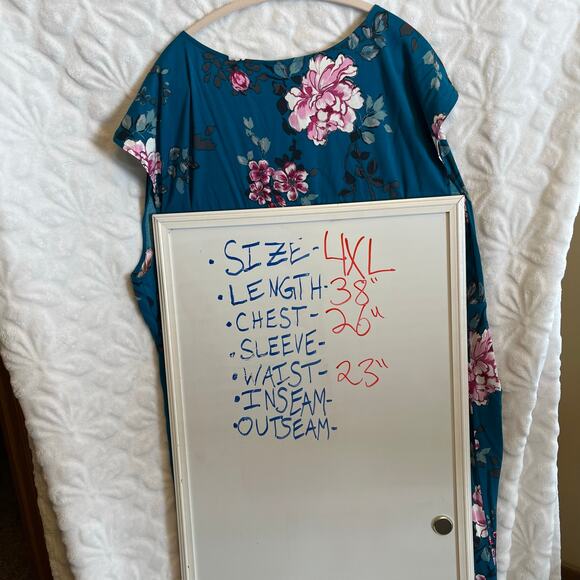 Torrid sleeveless dress 4XL plus sz teal pink flowers midi spring summer casual - Picture 7 of 7